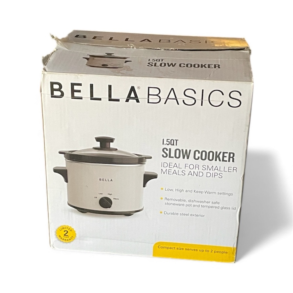 Bella Basics 1.5QT Slow Cooker - Black and Silver